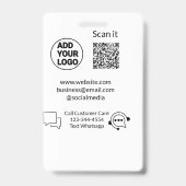 Klantenondersteuning bellen tekst whatsapp Q R cod Badge (Achterkant)