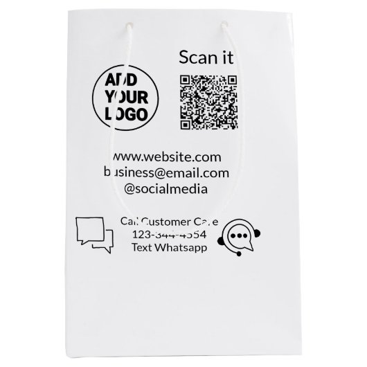 Klantenondersteuning bellen tekst whatsapp QR-code Medium Cadeauzakje (Voorkant)