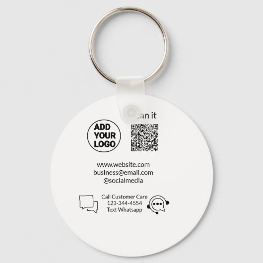 Klantenondersteuning bellen tekst whatsapp QR-code Sleutelhanger (Voorkant)