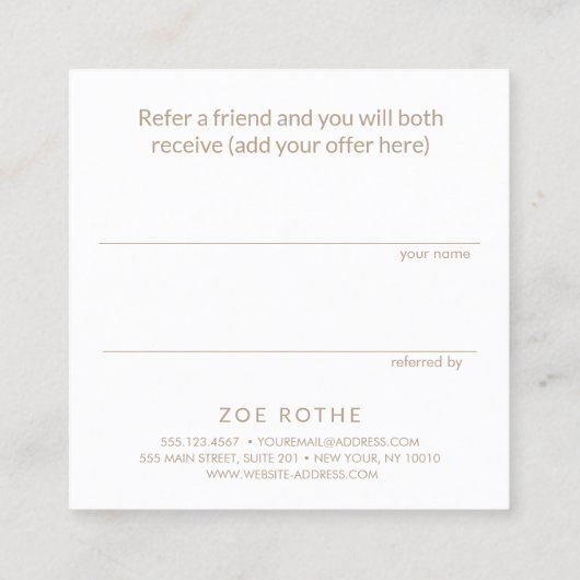 Klantenreferentie Bokeh Salon Spa Aanbevelingskaartje (Achterkant)