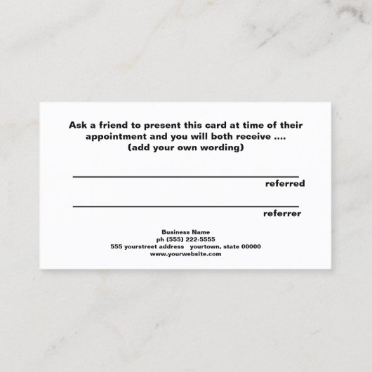 Klantenreferentie Faux Silver Sequins Aanbevelingskaartje (Achterkant)