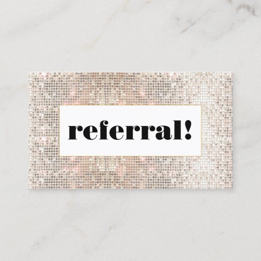 Klantenreferentie Faux Silver Sequins Aanbevelingskaartje (Voorkant)