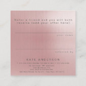 Klantenreferentie roos Gold Silver Marble Vierkante Visitekaartje (Achterkant)