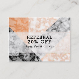 Klantenreferentie Roze witte zwarte marmer Aanbevelingskaartje