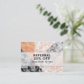 Klantenreferentie Roze witte zwarte marmer Aanbevelingskaartje (Staand voorkant)