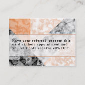 Klantenreferentie Roze witte zwarte marmer Aanbevelingskaartje (Achterkant)