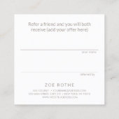 Klantenreferentie van Lichaamse Silver Salon Spa Aanbevelingskaartje (Achterkant)