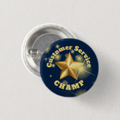 Klantenservicekampioen gouden ster-gunningsknop ronde button 3,2 cm (Voorkant /achterkant)