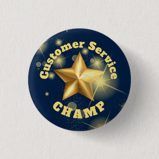 Klantenservicekampioen gouden ster-gunningsknop ronde button 3,2 cm