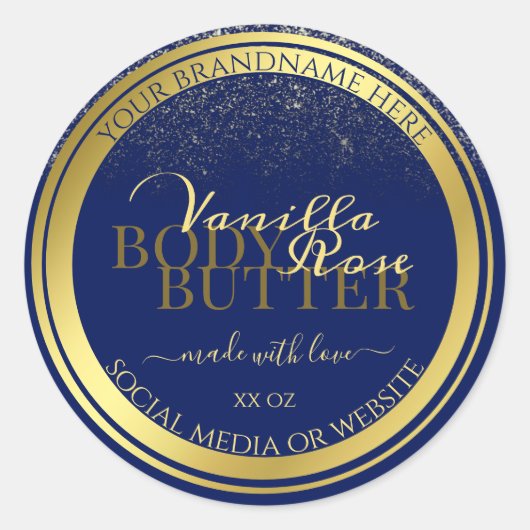 Klantenverpakking Etikettering donkerblauw en goud Ronde Sticker (Voorkant)