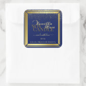 Klantenverpakking Etikettering donkerblauw en goud Vierkante Sticker (Tas)