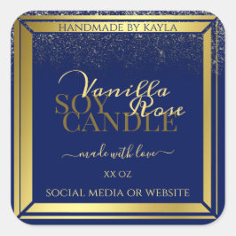 Klantenverpakking Etikettering donkerblauw en goud Vierkante Sticker