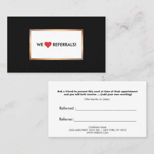 Klantenverwijzing Rode Hart Kaart (Voorkant / Achterkant)