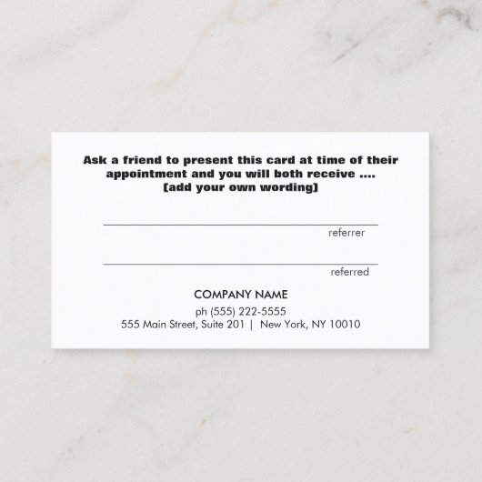 Klantenverwijzingskaart Comb Hair Salon Aanbevelingskaartje (Achterkant)