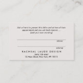 Klantenverwijzingskaart voor  vogelmonogram aanbevelingskaartje (Achterkant)