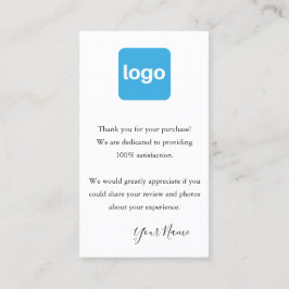 Klantenwaardering Dank je Logo toevoegen Visitekaartje
