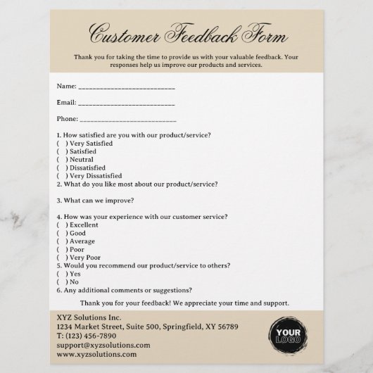 Klantfeedbackformulier voor bedrijven flyer (Voorkant)