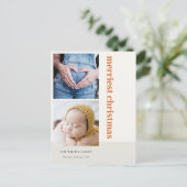 Klantgericht Minimal 2 Foto Rood Roestig Allerkers Feestdagenkaart (Staand voorkant)