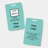 klantgerichte medewerker foto, streepjescode, logo badge (Voor- en achterkant)