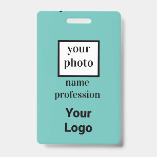 klantgerichte medewerker foto, streepjescode, logo badge