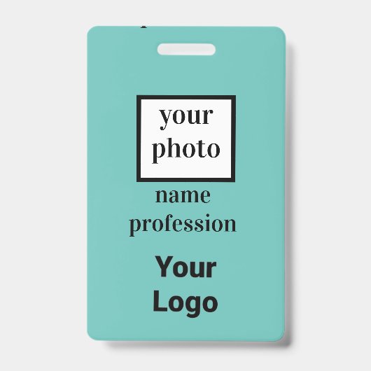 klantgerichte medewerker foto, streepjescode, logo badge (Voorzijde)
