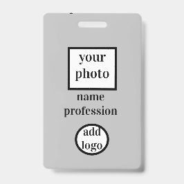 klantgerichte medewerker foto, streepjescode, logo badge