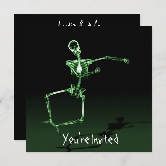 KLANTINVITES - X-Ray Skeleton Joy Leap - Green Kaart (Voorkant / Achterkant)