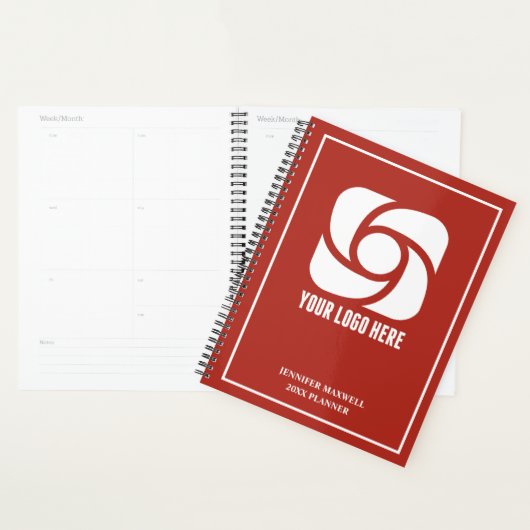 Klantlogo in Vette Rode Zakelijke Lettertype Aange Planner (Display)