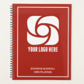 Klantlogo in Vette Rode Zakelijke Lettertype Aange Planner (Voorkant)
