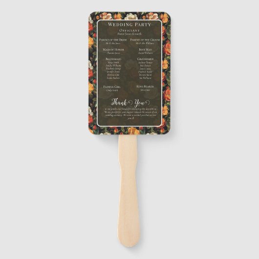 Klantminimalistische roos romantische trouwprogram handwaaier (Achterkant)