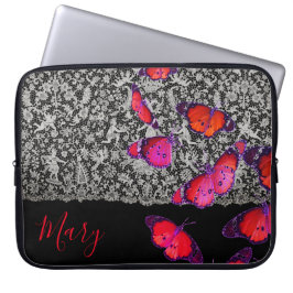 KLANTNAAM LACE EN BUTTERFLIES NEOPRENE HOESJE LAPTOP SLEEVE