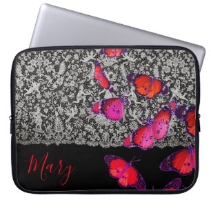 KLANTNAAM LACE EN BUTTERFLIES NEOPRENE HOESJE LAPTOP SLEEVE