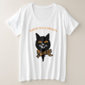 KLANTNAAM PLUS T-SHIRT ART NOUVEAU CAT HALLOEEN (Design voorkant)
