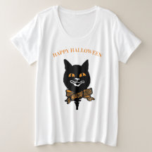 KLANTNAAM PLUS T-SHIRT ART NOUVEAU CAT HALLOEEN