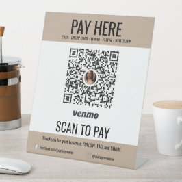 Klantscan om hier QR Code Venmo te betalen Reclamebord Met Voetstuk