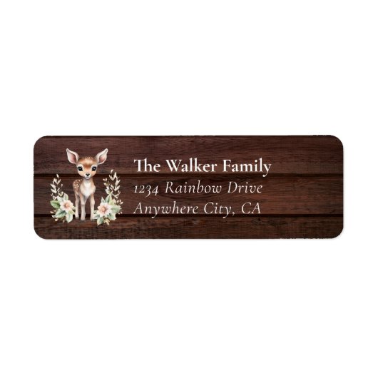 Klantspecifiek, Bloemen, Herten, Kerstmis Etiket (Voorkant)