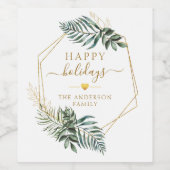 Klantspecifiek Christmas Botanical Wine Label Wijn Etiket (Enkel label)