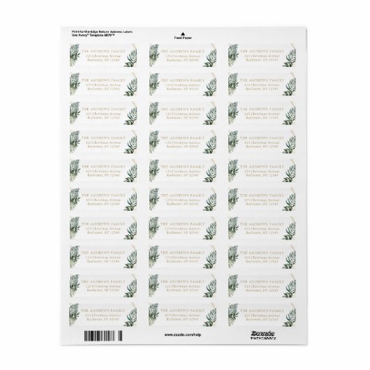 Klantspecifiek Kerstbotanisch Etiket (Full Sheet)