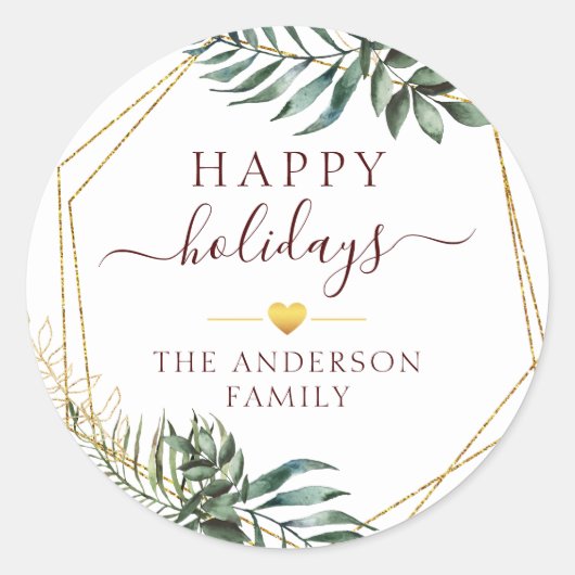Klantspecifiek Kerstbotanisch Ronde Sticker (Voorkant)