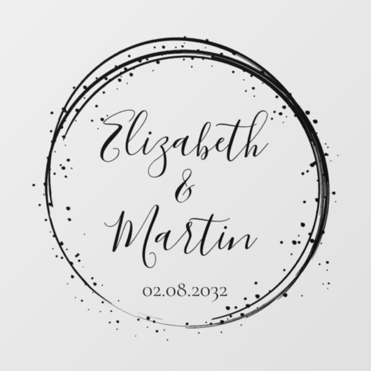 Klantspecifiek, moderne cirkel bruiloft raamsticker (Vel)