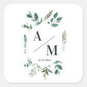 Klantspecifiek Monogram blad Vierkante Sticker (Voorkant)