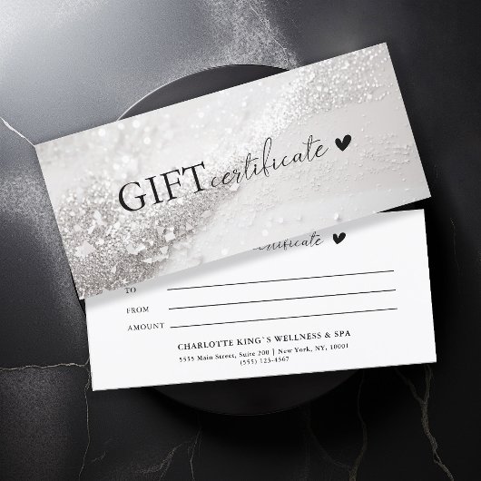Klantspecifiek, zilveren glitter, zakelijk