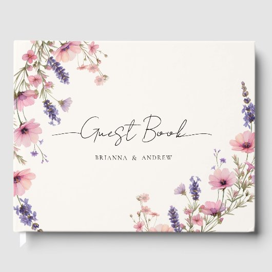 Klantspecifieke bloem bruiloft  gastenboek (Voorkant)