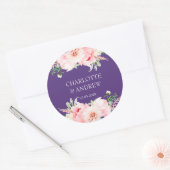 klantspecifieke bloemige bruiloft ronde sticker (Envelop)