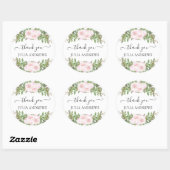 Klantspecifieke "Dank je!" bloemig, mooi Ronde Sticker (Vel)