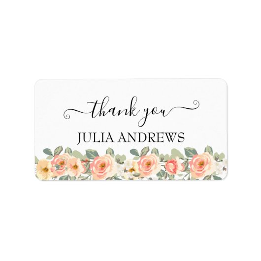 Klantspecifieke "Dank u!" florale, mooie Etiket (Voorkant)
