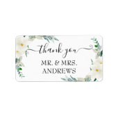 Klantspecifieke "Dank u!" florale, mooie L Etiket (Voorkant)