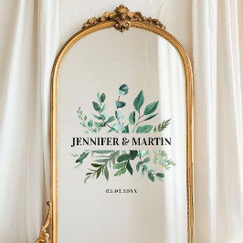 Klantspecifieke eucalyptus bruiloft raamsticker