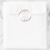 Klantspecifieke Floral Wedding Ronde Sticker (Tas)