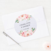 klantspecifieke florale bruiloft ronde sticker (Envelop)
